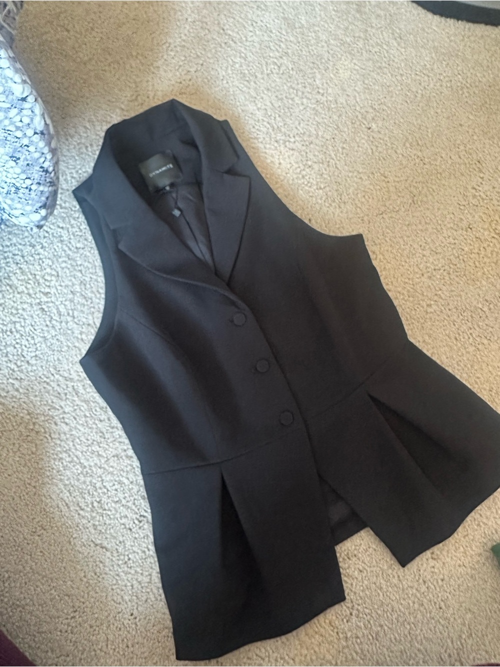 Dynamite Black Sleeveless Peplum Blazer Vest